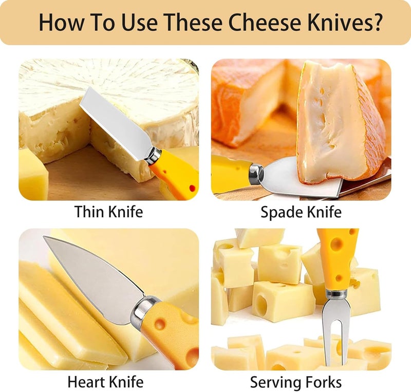 BUDOME Cheese Knife, 5 Piece Cheese Knives Set, Mini Premium Stainless Steel Cheese Knife Set, Cheese Knives for Charcuterie Board - Charcuterie Boards Accessories - Image 4